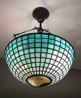 12" GEOMETRIC HANGING LAMP Tiffany Blue w/ Turtleback                                                                                                                                                                       TIFFANY BLUE