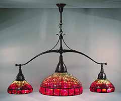 3 Light Pool table lamp, Design of Tiffany Studios
