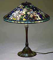 18" CLEMATIS TIFFANY LAMP ON A LUMIS BRONZE BASE
