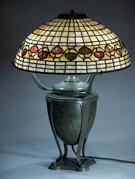 16IN Acorn Tiffany lamp shade on Greek Urn Bronze lamp base