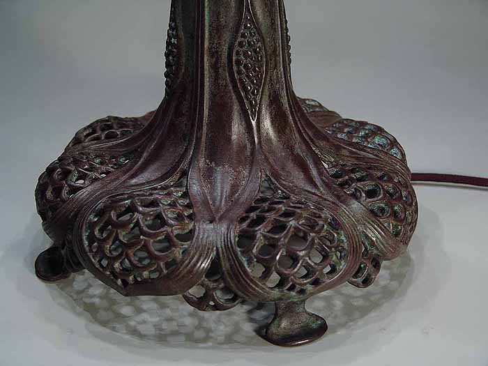 Bronze lamp base perforated extention. Design of Tiffany Studios