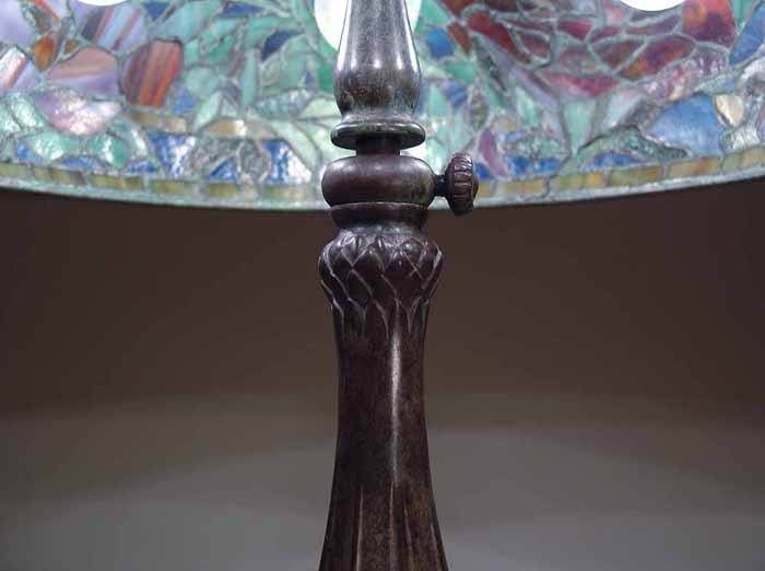 Bronze lamp base perforated extention. Design of Tiffany Studios